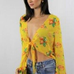 Sexy Yellow Floral Top S